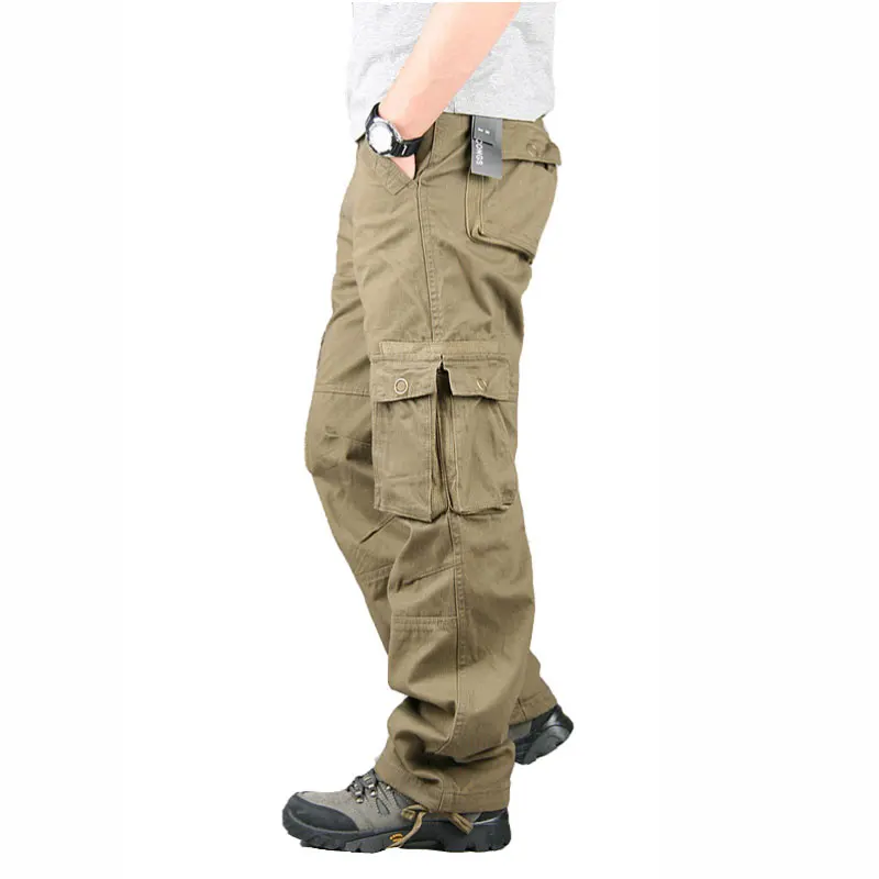 Pantalones Cargo para hombre, pantalón militar recto con múltiples bolsillos, holgado, informal, táctico, talla grande, primavera y otoño