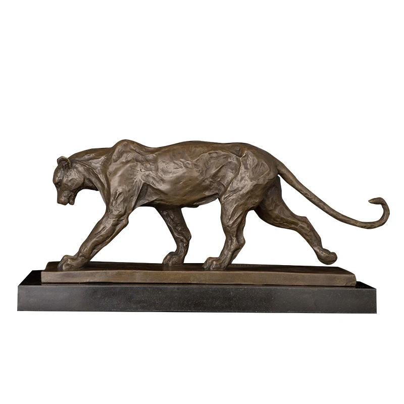 XZ-082 Art Crafts Leopard Statue Hot Cast Bronze Panther Figurine Animal Copper lionArt High-end Business Gifts Man Office Decor