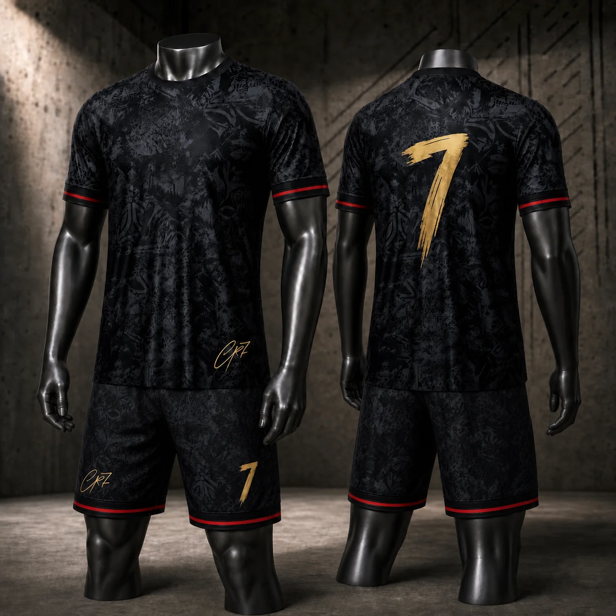 Unisex Cristiano Ronaldo Commemorative Football Jersey T-Shirt Family Matching Set Breathable Special Kit for Adults Children