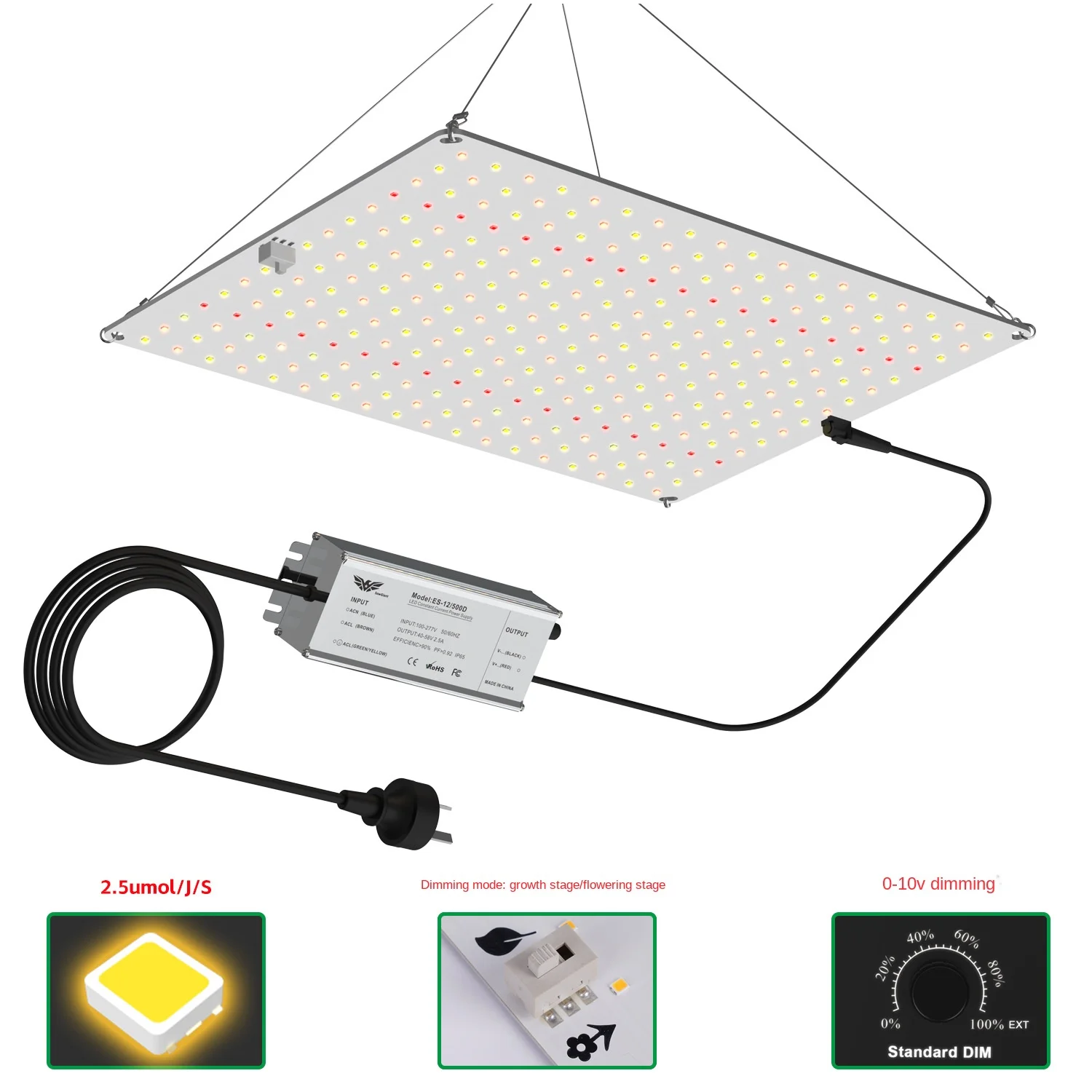 

LED Grow Light 1500W Samsung LM281B Full Spectrum Dimmable Plant Growth Lamp Quantum Board Plant Fill Light for Greenhouse Flowe