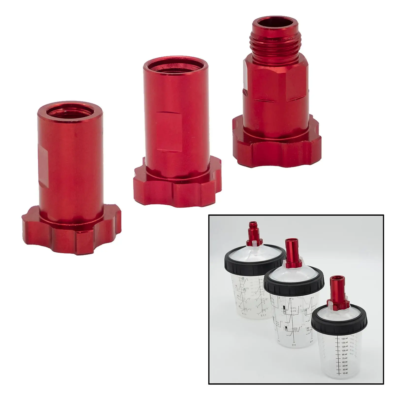 Aluminum Outlet Red Spray Gun Connector Adapter Spray Gun Disposable Pot Adapter