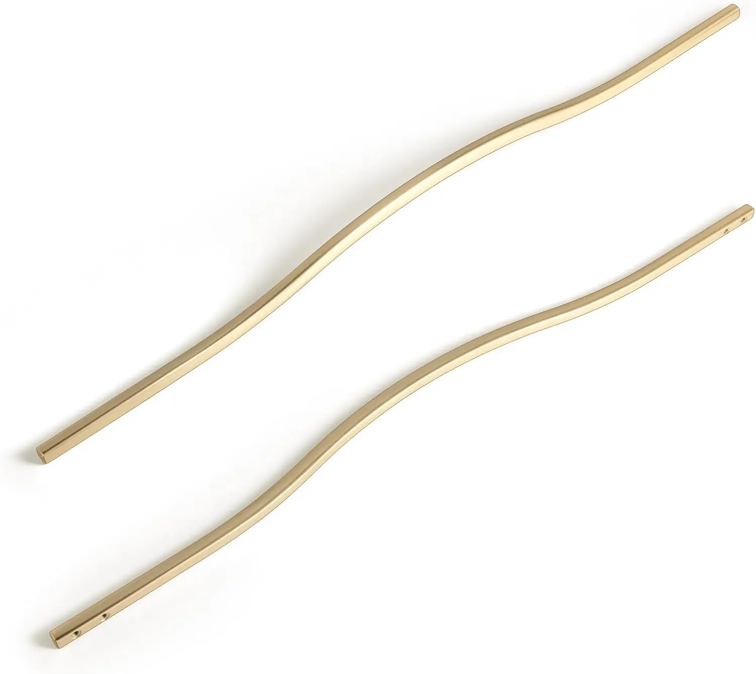 Low Profile Brushed Brass Cabinet Pulls, Double Hole Centers (17.6''/18.9'') Zinc Alloy Handle for Drawer Cupboard Wardrobe,6 Pa