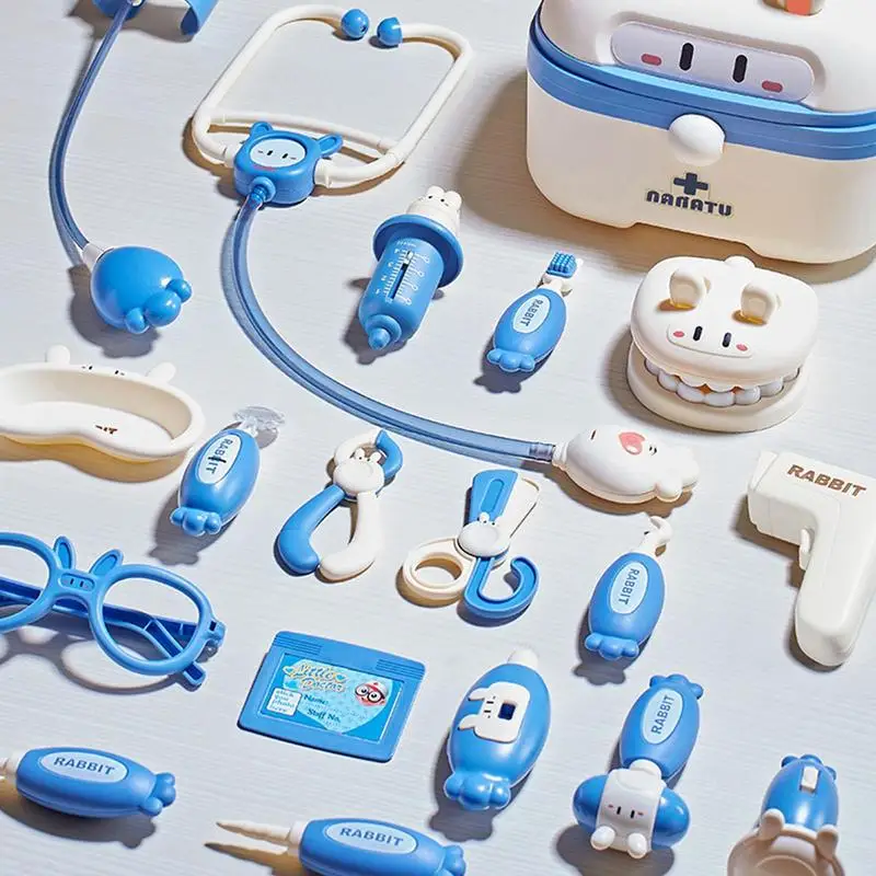 Kit de brincadeira de médico para crianças com brinquedo médico, caixa de simulação de dentista, jogo educativo para meninas, brinquedo estetoscópio para crianças