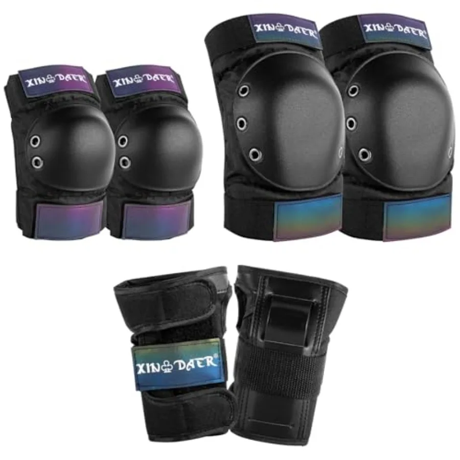 

Knee and Elbow Pads Adult - 6 in 1 Knee Elbow Pads Wrist Pads with Drawstring Bag, Skating Protective Gear Set for Women and Me