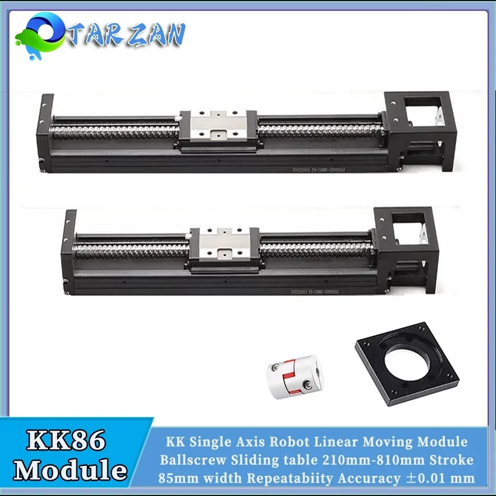 

KK86 Steel Module 210~810mm Stroke Lead 10/20 High Precision Ballscrew Sliding Table Single Axis Robot Linear Rail Stage ±0.01mm