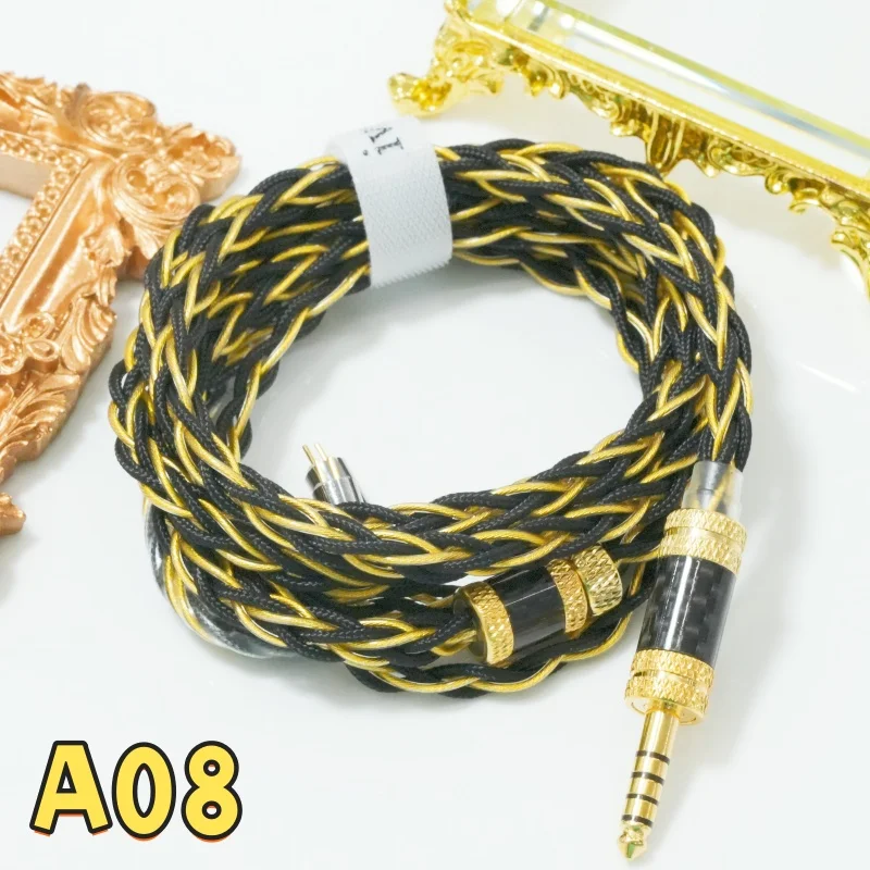

XINHS A08 Gold Cobra 2-Strand Coaxial Copper Gold Alloy Silver Plated Earphone Upgrade Cable