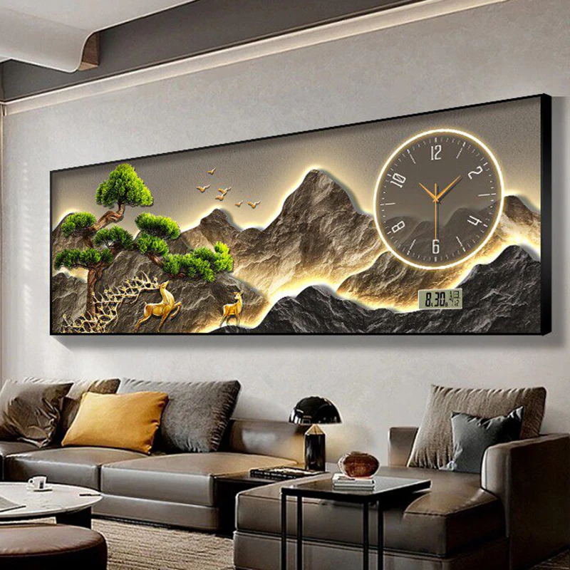 Chinese Style Living Room Clock Wall Art Mural Luxury Digital Aesthetic Interior Wall Clocks Creative Fashion Saat Home Decor