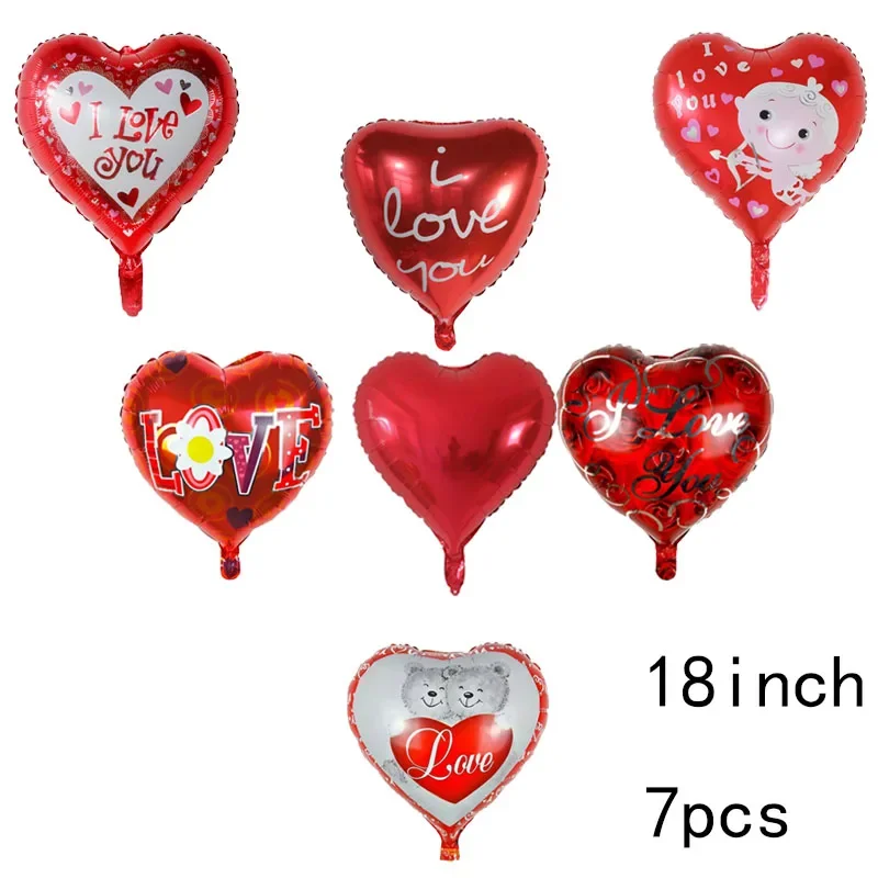 7pcs 18 inch Valentine's Day Happy I Love You Aluminum Balloon Confession, Valentine's Day, Wedding Party Decoration