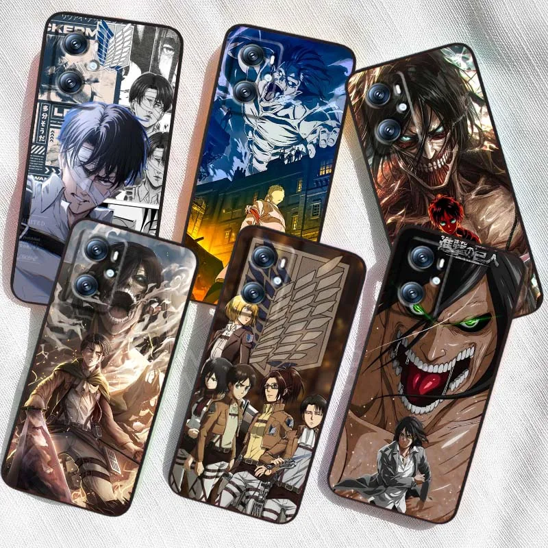 

A-Attacka on T-Titan Anime For OPPO Reno 7 A96 A40 A58 5 6 Realme GT A74 A78 Neo2 A74 A78 Find X5 X3 X7 X8 Black Phone Case