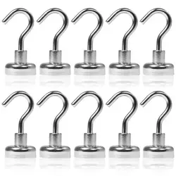 10pcs Super Strong Magnetic Hooks 12 Kg Neodymium Magnet M4 Thread Heavy-duty Hook Home Kitchen Bathroom Accessories Magnet