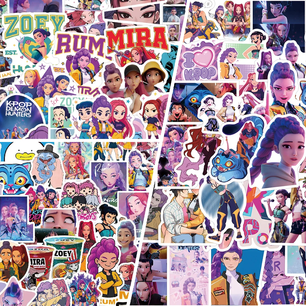 55枚入り アニメ KPOP デーモンハンターズ ステッカー デルピータイガー DIY ステッカー ギター 自転車 荷物 車用 防水ステッカー