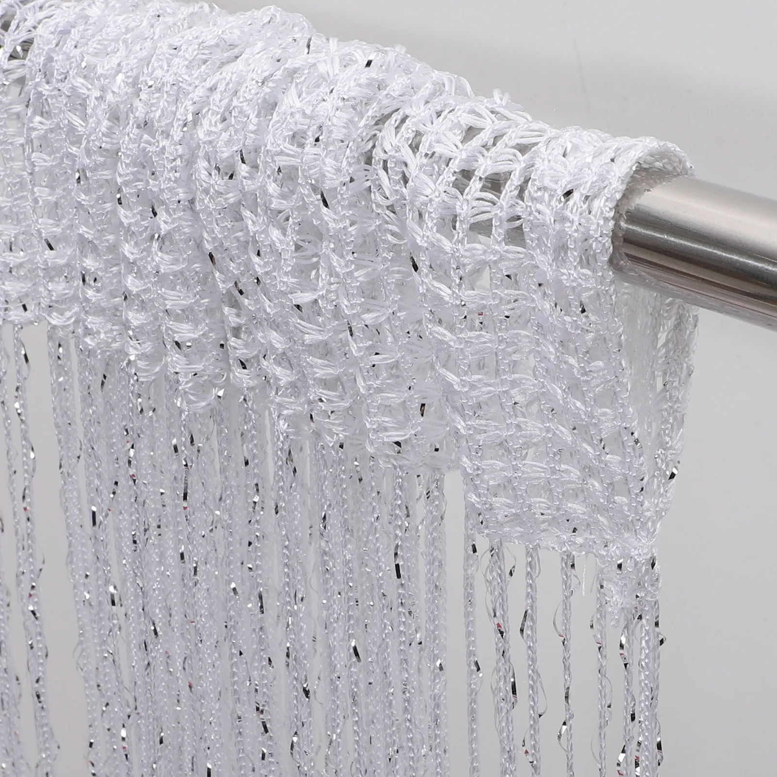 

2Pcs Silver Thread String Curtains Colorful Hanging Curtain for Doorway Room Divider Photo Background Party Decoration