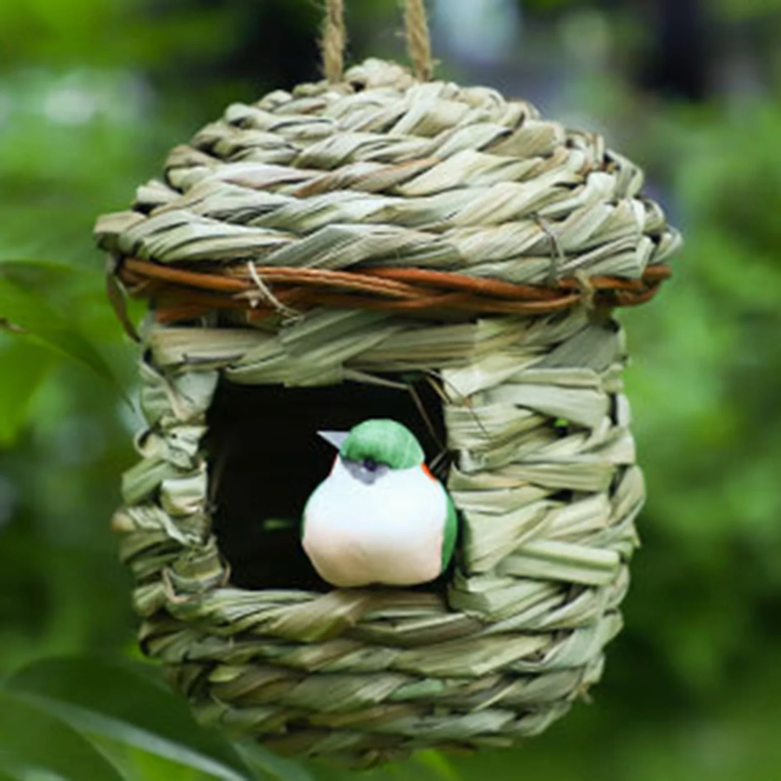 Bird Cage Natural Grass Egg Cage Bird House Outdoor Decorative Weaved Hanging Parrot Nest Houses Bedroom ﻿