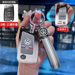 Zinc Alloy Car Flip Key Case Cover Shell Holder Protection Fob For Volkswagen VW Golf 7 MK7 VII Tiguan MK2 Polo Passat Accessory