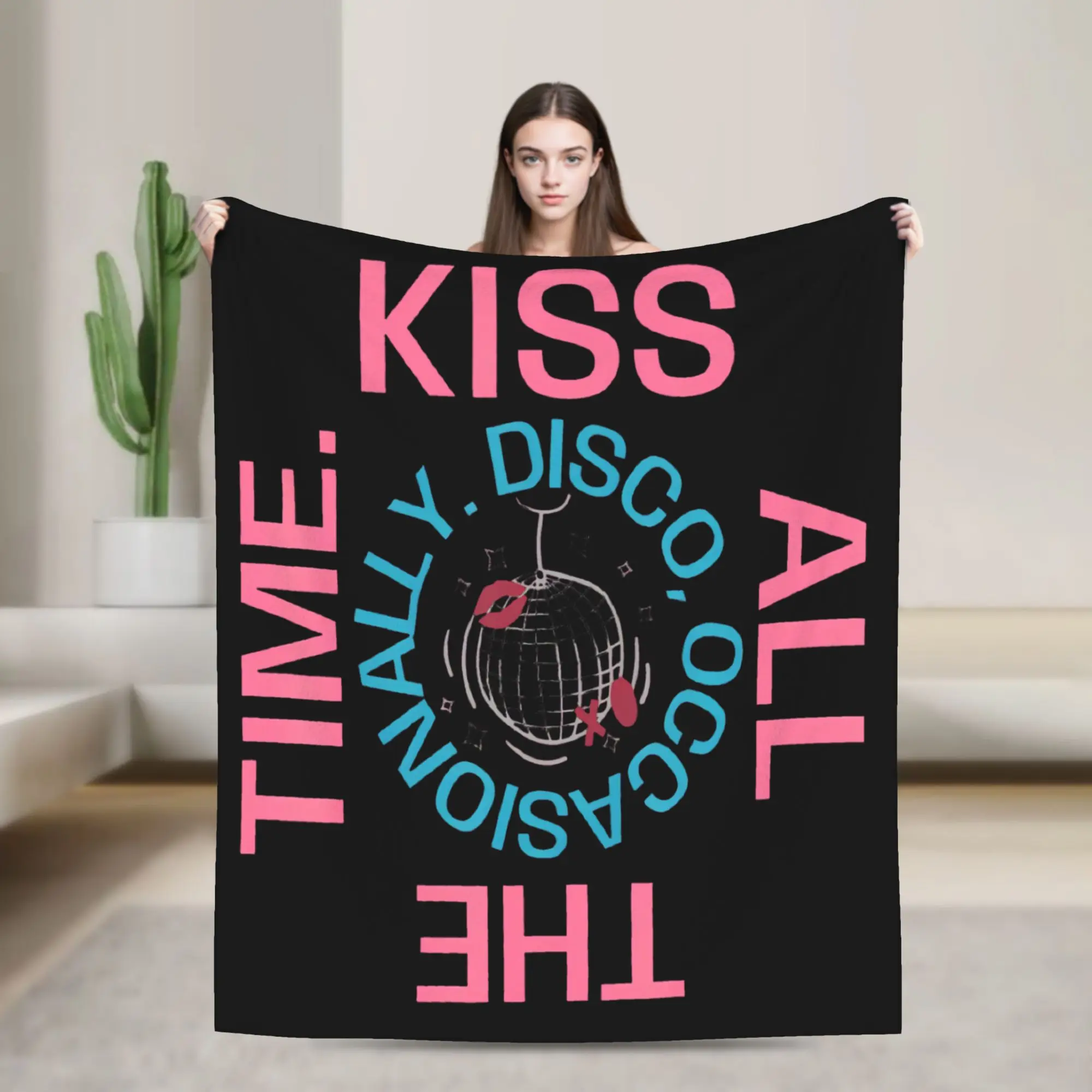 Kiss All The Time Disco Harrys Funny Saying Fleece Throw Blankets Styles  Blanket for Bedding Bedroom Super Soft Bed Rug