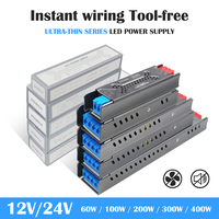 AC 110V 220V 230V to DC 12V 24V Power Supply 60W 100W 200W 300W 400W Thin Lighting Transformers CCTV/LED Strip Adapter Driver