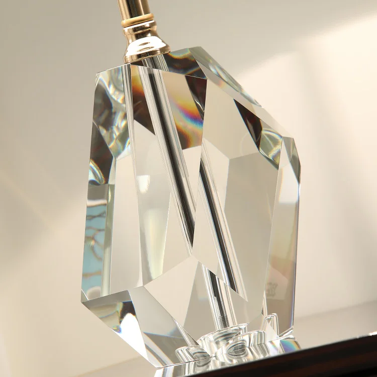 Home Living Room Decoration Desk Light Crystal Table Lamp with White Lampshade Handmade Clear Glass Table Lamp