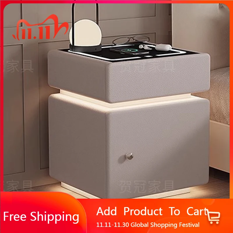

Charging Organizer Bedside Table Bedroom Mobile Drawers Nightstand Luxury Storage Cabinets Mesitas De Noche Hotel Furniture