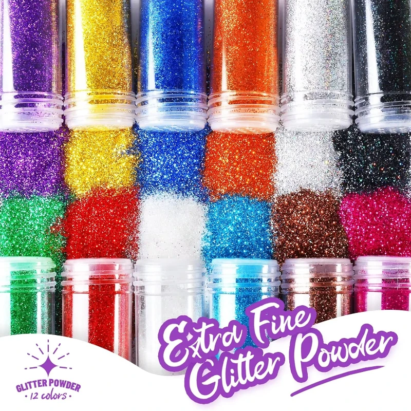 12 colores, juego de polvos iluminadores de 10 g, polvo iluminador ultrafino, adecuado para arte, maquillaje, arte de uñas, etc.