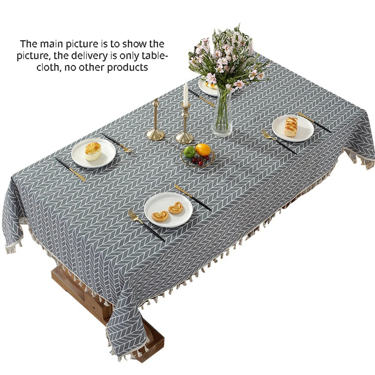 Tablecloth Arrow Pattern Cotton Linen Dust-Proof Table Cloth Cover for Kitchen Dinning Tabletop Linen Decor,140x180cm