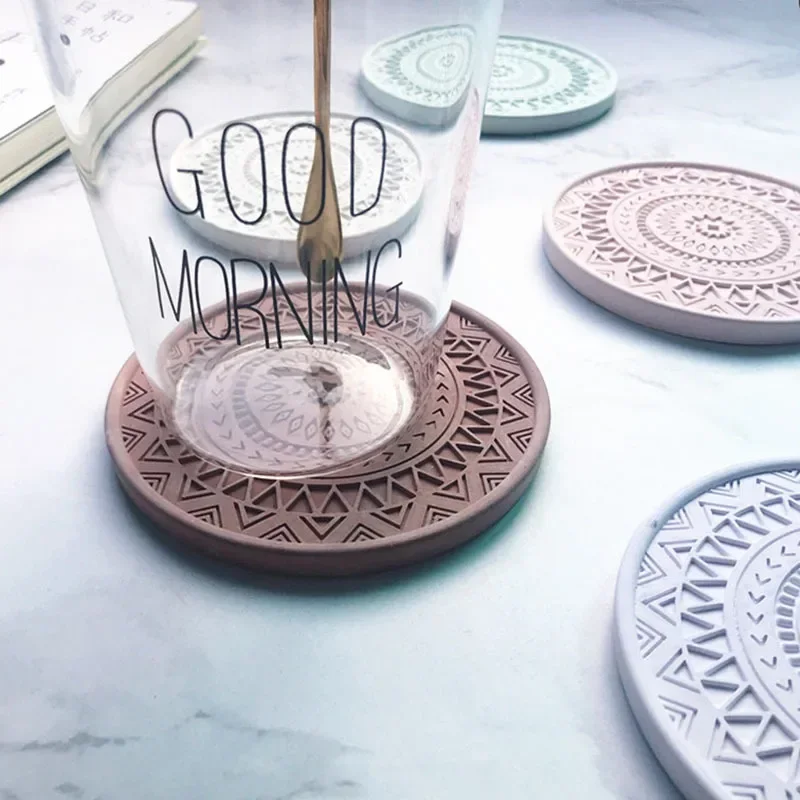 Round Coaster Coffee Coaster Tray Mold DIY Resin Silicone Mold Epoxy Resin Plaster Concrete Wine Glass Cup Mat Mould Home Decor