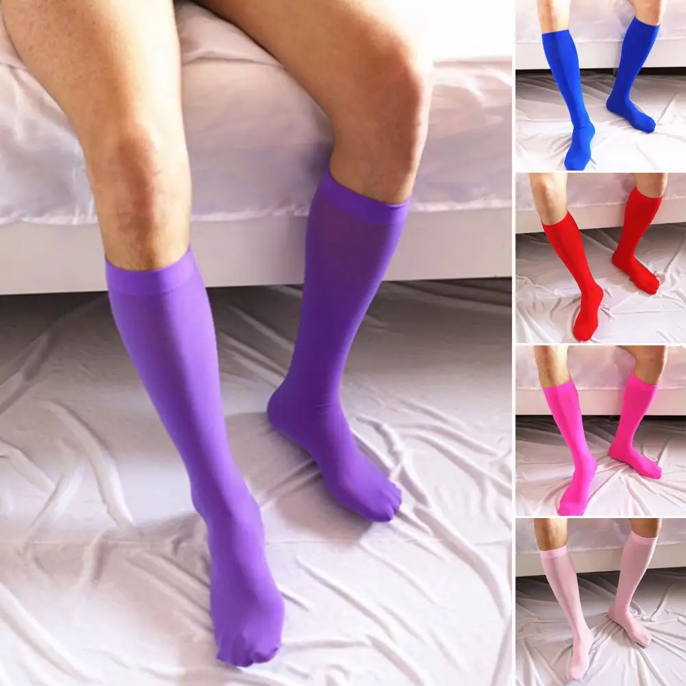 

1 Pair Candy Long Socks Color Anti-slip Smooth Men Socks Knee High Invisible Tube Socks Men Sexy Ultrathin Socks Stockings