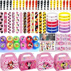 Mickey Mouse Party Favors Cartoon Minnie Mickey Slap Bracelets Headbands Stickers  Keychains  Gift Bags Kids Birthday Classroom