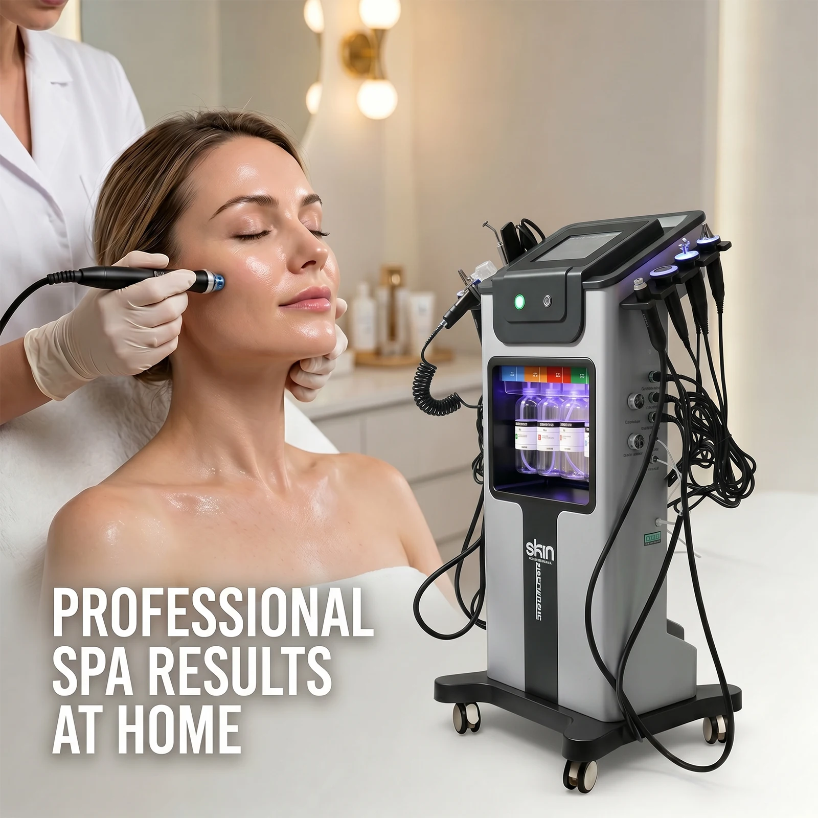 Podofo 10-in-1 Professionelles Gesichts-Schönheitsgerät Hydra Facial Maschine Hydrodermabrasion Aqua Peeling Sauerstoff-Jet Tiefenreinigung Hautstraffung Verjüngung Aufhellung Schönheitsmaschine Salon SPA Hautpflegegerät – Detail 6