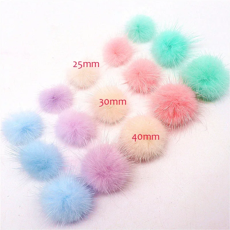 Real Mink Fur Pompoms 25mm 30mm 40mm Pom Poms Balls Natural Fur Pompon for Hats Bags Scarves Accessories