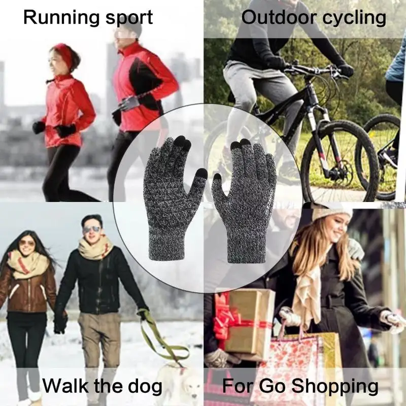Winterhandschuhe für Damen und Herren – verbesserte Touchscreen-Handschuhe für kaltes Wetter, wärmend, aus Strick, mit Anti-Rutsch-Funktion zum Laufen, Autofahren und Wandern. – Detail 2