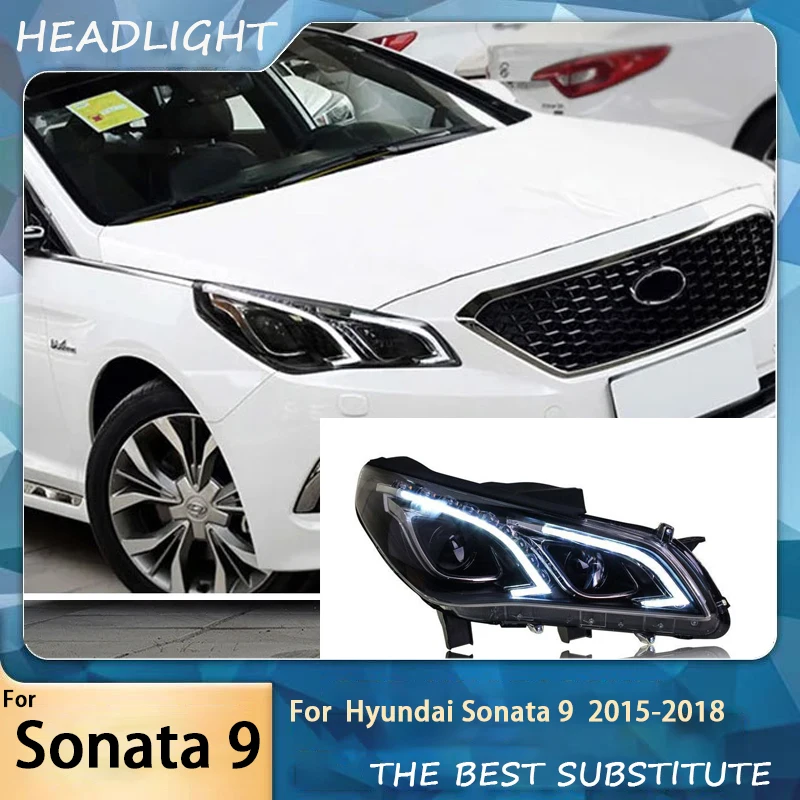 Car Light For Hyundai Sonata 9 2016-2019 MK9 LED Headlights Assembly Upgrade Projector Lens DRL Bi Xenon Signal Lamp Accessories