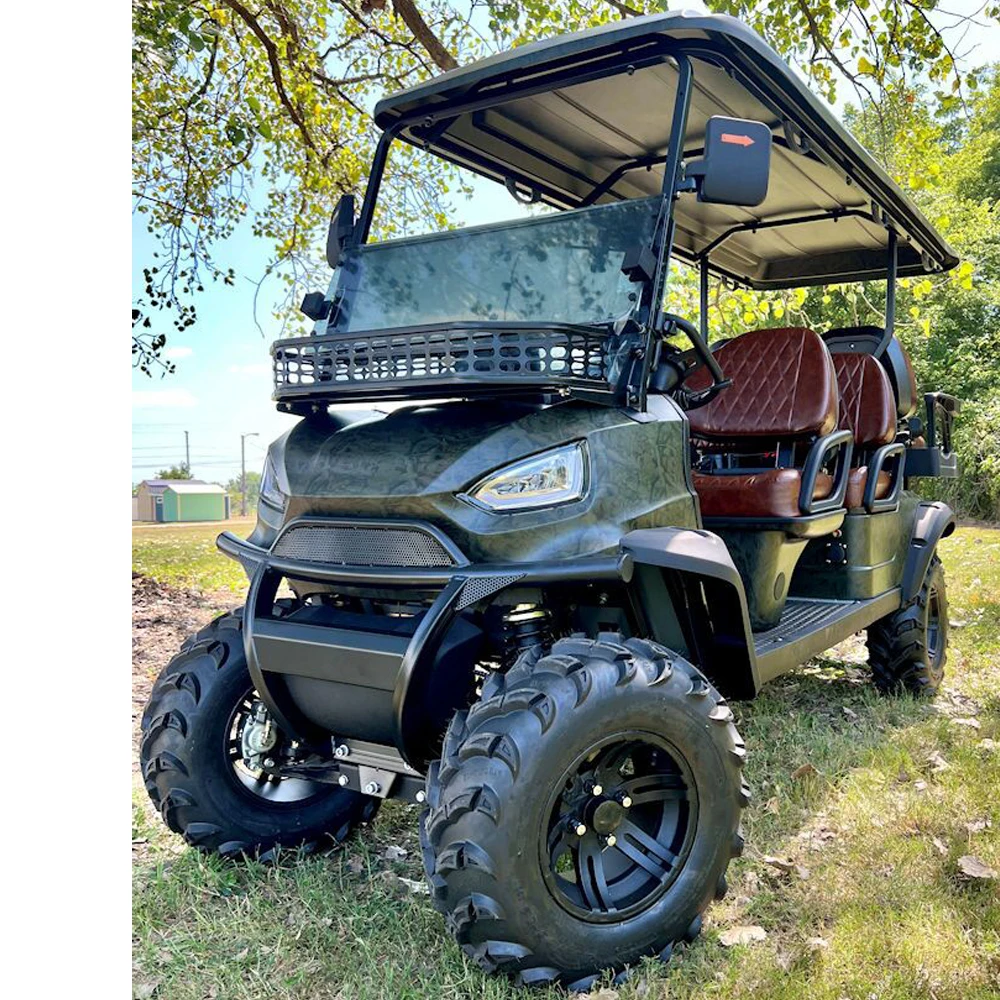 USA Street Legal 4-Seat Lithium Battery Golf Cart Folding Seat Electric Kart Golf Carts Solar Panels Powered Golf Cart Electric