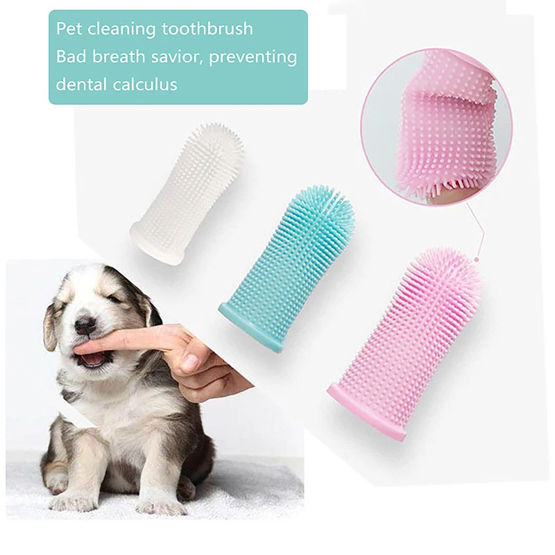 Dog Soft Pet Finger Toothbrush Teeth Cleaning Bad Breath Care Silicone Tooth Brush Tool Cat Cleaning Supplies Pet Oral Cleaning