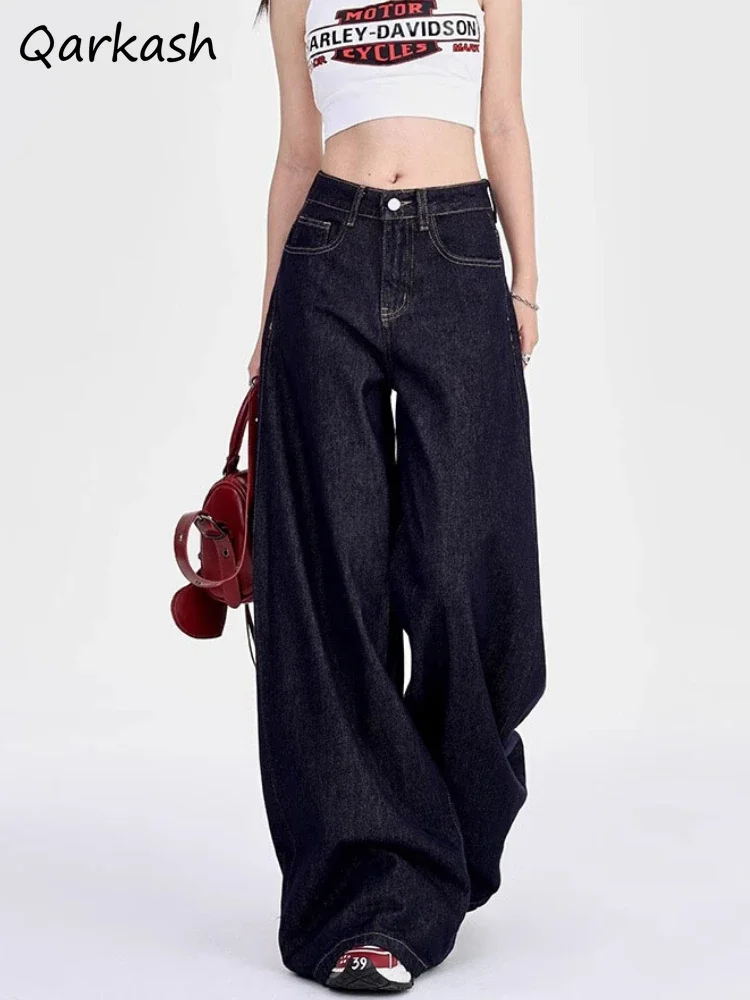 

Jeans Women American Retro Straight Loose Wide Leg High Waist Washed Trousers Streetwear Chic All-match Casual Cozy New Design