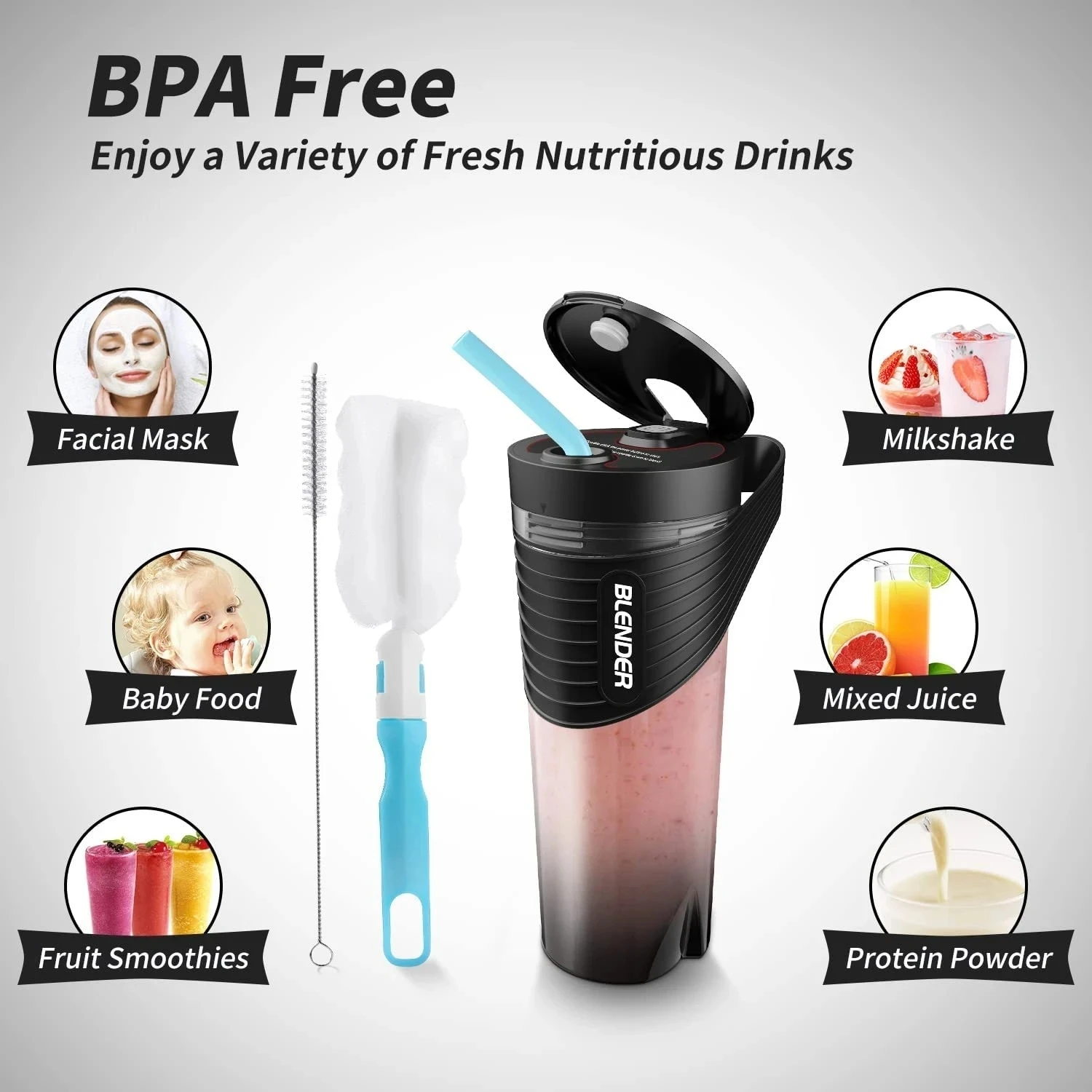 New Portable Blender Juicer Type-C Charging Personal Smoothie Blender Fresh Juice Mixer Machine Sport Travel Shakes Stirr