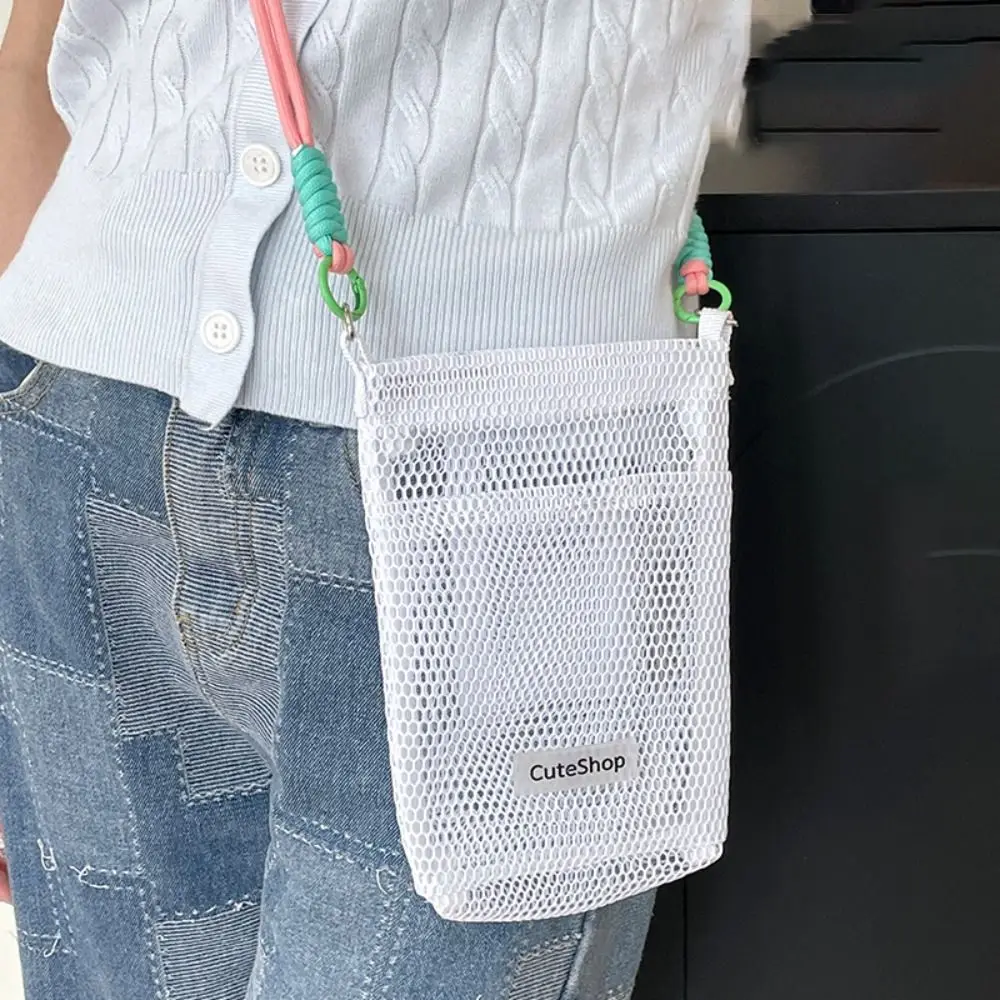 

New Portable Small Hollow Mesh Bag Versatile Storage Hanging Bag Messenger Bag for Women Large Capacity Mini Mobile Phone Bags
