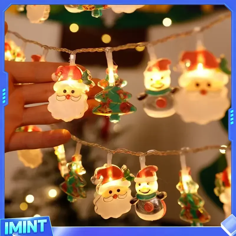 2025 Christmas Lights String Battery-operated Santa Claus Snowman Garland LED Christmas Decoration Light Party New Year