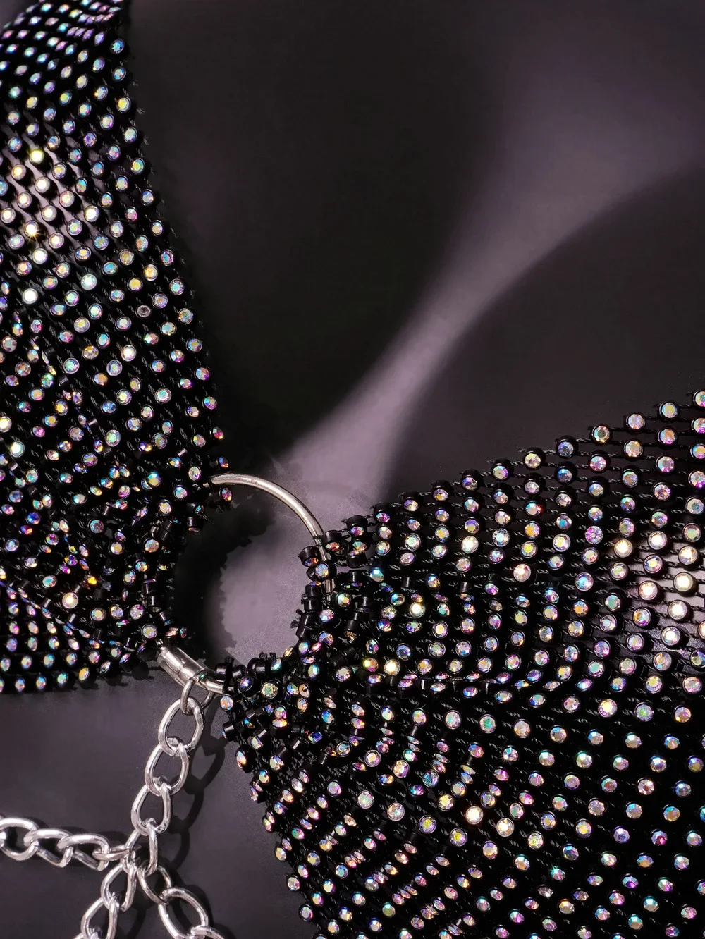 Sexy Transparent Flash Rhinestones Net Plaid  Tops Skirt Performance Clothes Nightclub Bar Women Singer Stage Wear Rave Outfit