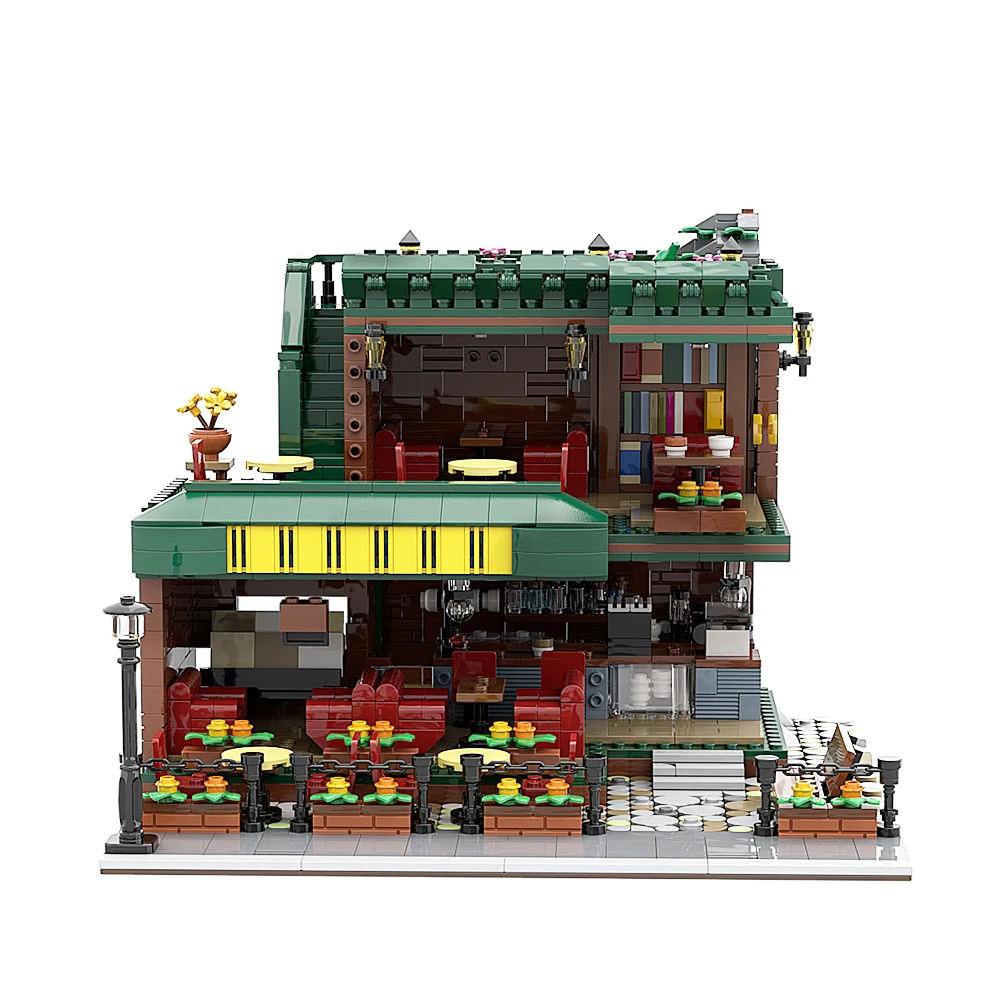 

SETBRICKS MOC City Coffee Shop Flower House Street View Building Blocks Architecture DIY Creative Model Action Bricks Kids Toys