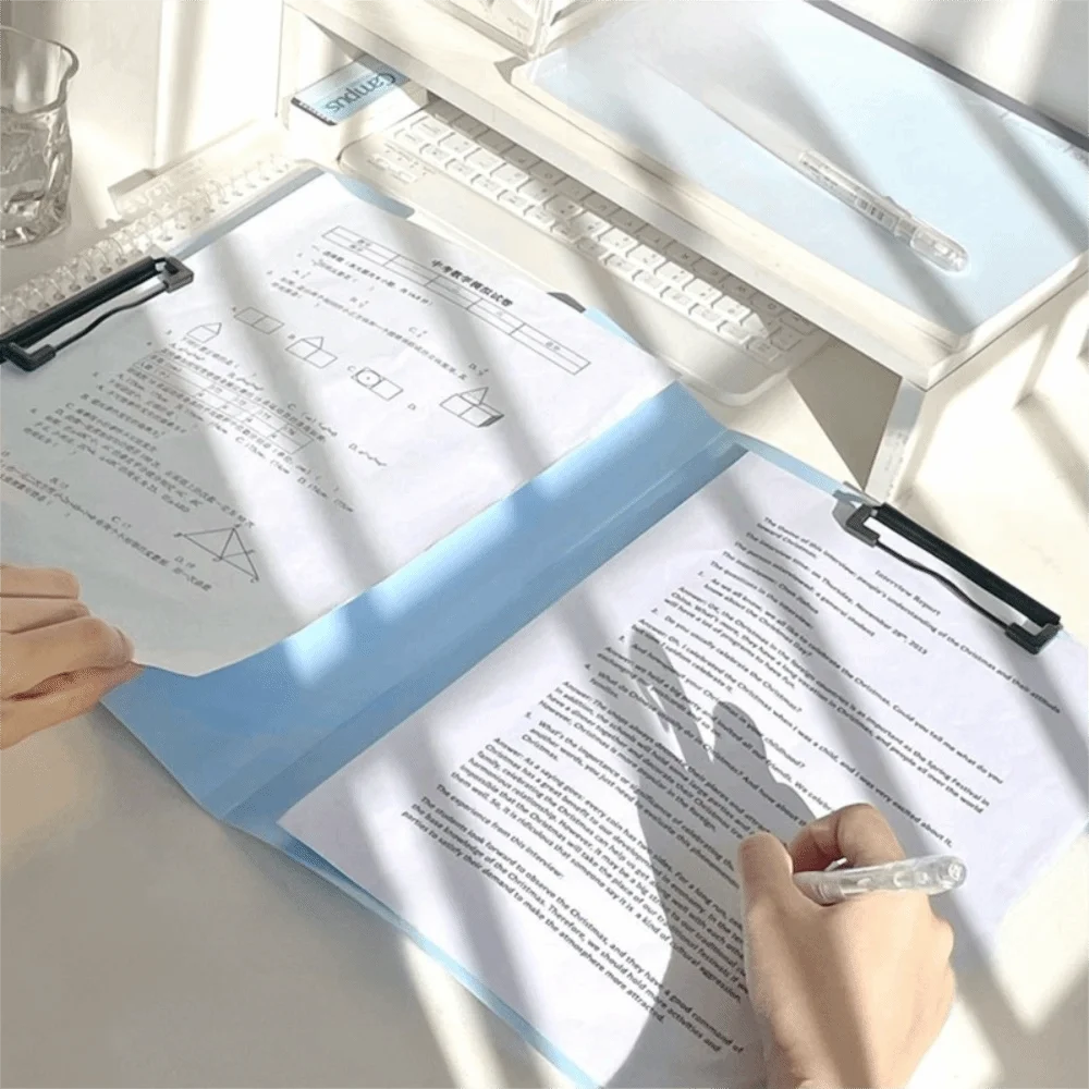 Cartella di file A4 multifunzionale durevole, di grande capacità, con doppi clip, portablocco, organizer per file, materiale scolastico