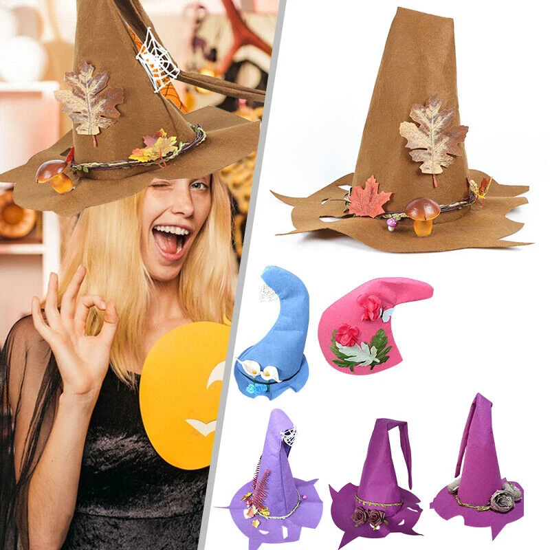 Witch Hats Halloween Carnival Cosplay Party Felt Adult Peaked Hat Props Decoration MagicS Wizard Cap For Women Men Girls Gifts