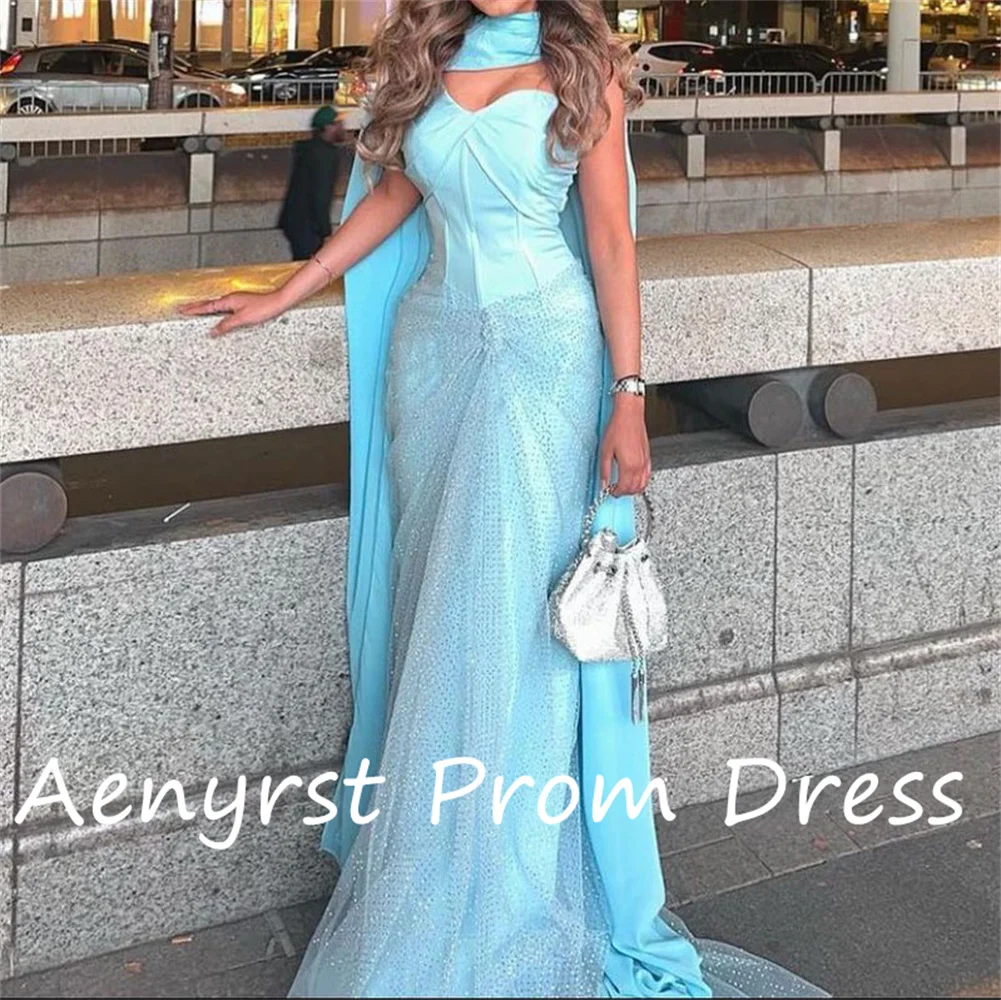 Aenyrst Sweetheart Mermaid Evening Dresses With Scarf Sleeveless Sweep Train Women's Party Prom Gowns Custom Made فساتين السهر