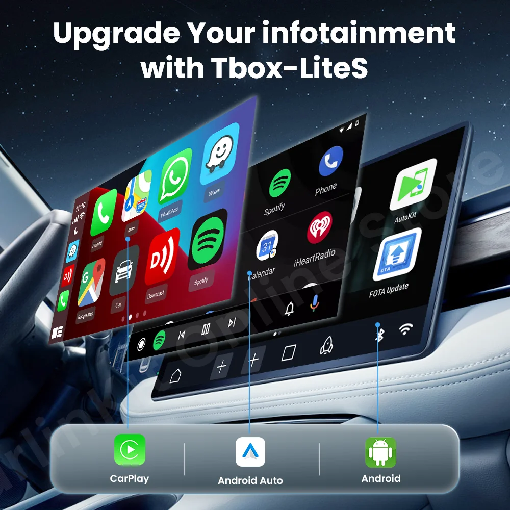 205 CarlinKit LiteS 안드로이드 TV 박스 CarPlay 무선 안드로이드 오토 어댑터 HDMI 출력 지원 넷플릭스 유튜브 IPTV 스포티파이 와이파이