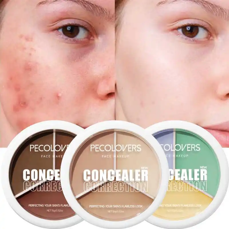 3 Color Concealer Cream Full Coverage Natural Makeup Effect with Brightening and Contouring