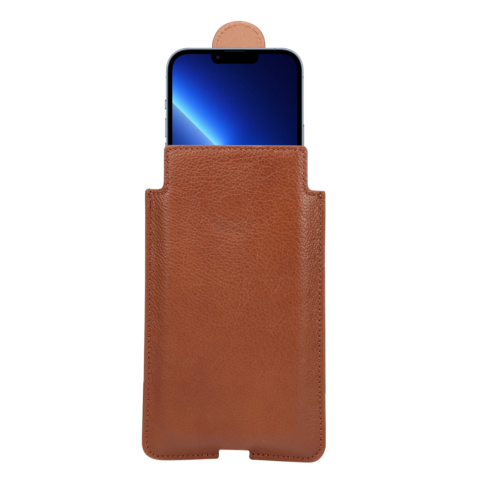 High Quality Leather Men Phone Holster Case for iPhone 14 13 12 Pro For Samsung LG huawei 5.4-7 inch Cellphone Belt Waist Bag image 4