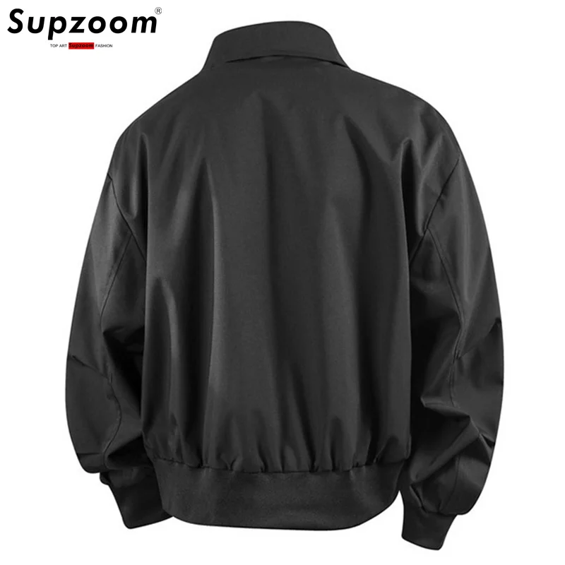 Supzoom New Arrival Turn-Down Collar Autumn And Winter Geometric icons Zipper Pattern Top Fashion Loose Casual coat Jacket Men