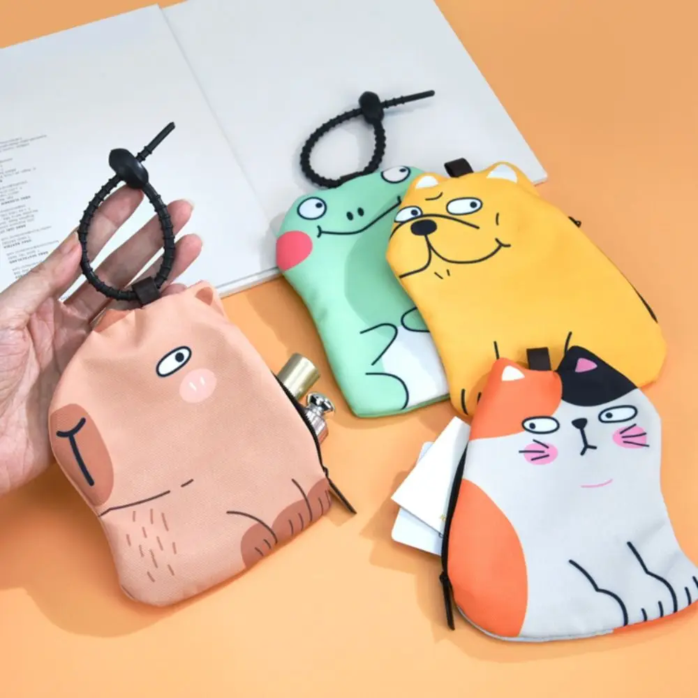 Personality Single Layer Capybara Earphone Pouch Cat Dog Capybara Makeup Bag Portable Cartoon Cute Storage Bags Student