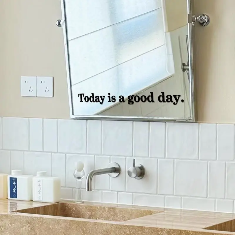 Today Is A Good Day Wall Stickers Korean Style Window Glass Mirror Stickers Creative Decorative Stickers English Posters