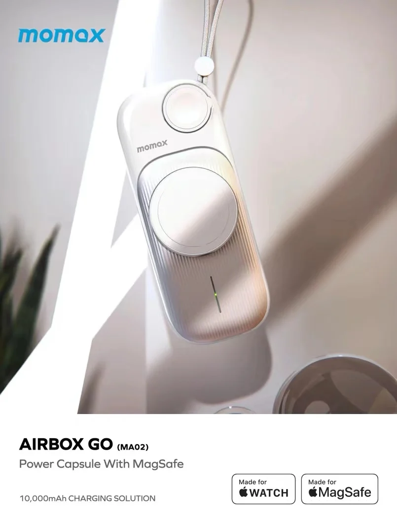 

MOMAX Airbox Go Power Capsule with 15W MagSafe magnetic suction wireless fast charging for iPhone AirPods Apple Watch