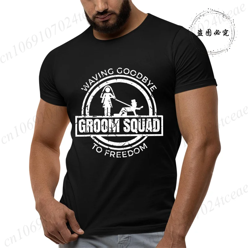 Funny Groom Squad Men Tees Shirt Bucks Best Man Groomsmen Graphic Male Tops Bachelor Party T-Shirt Single Farewell Tee Clothing